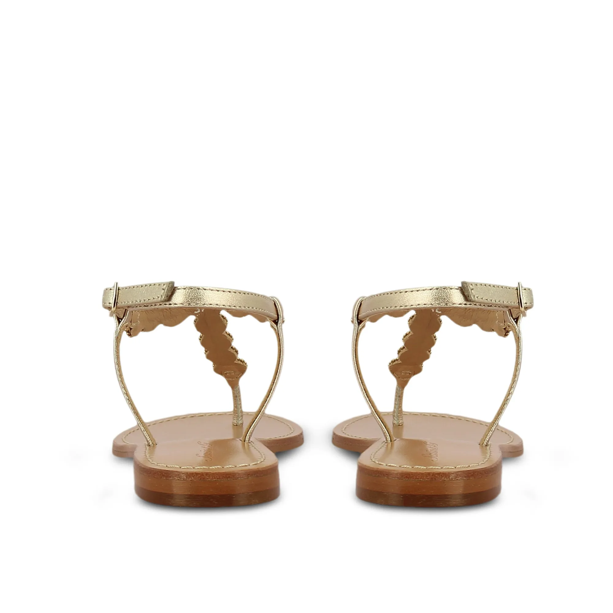 Alcina Metallic Platin Leather With gold Embroidery Sandals