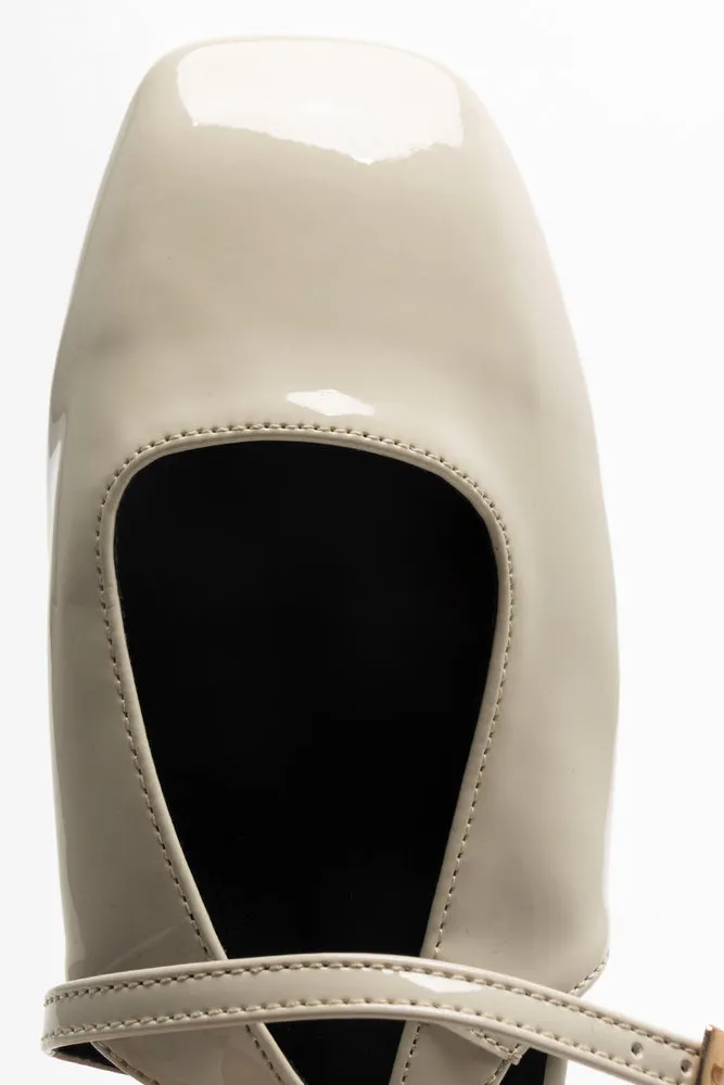 Ankle Strap Mini Block Heel Cream