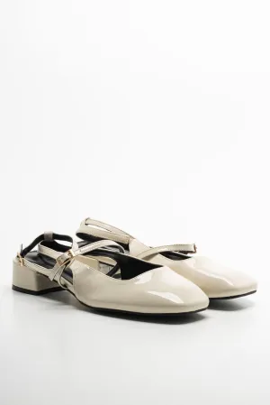 Ankle Strap Mini Block Heel Cream