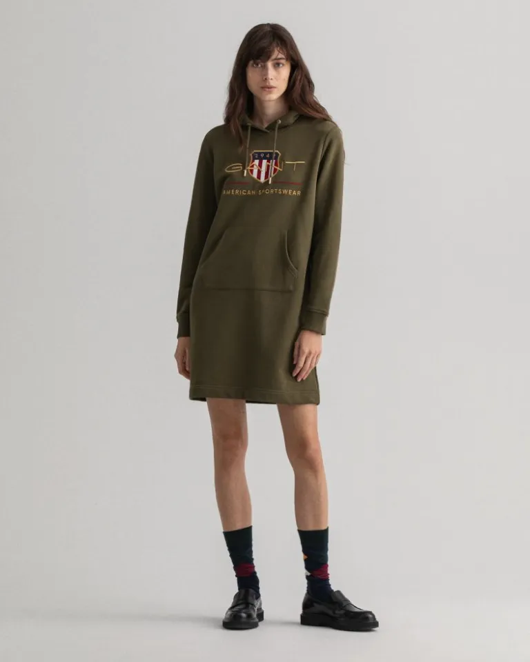 Archive Shield Hoodie Dress - Racing Green