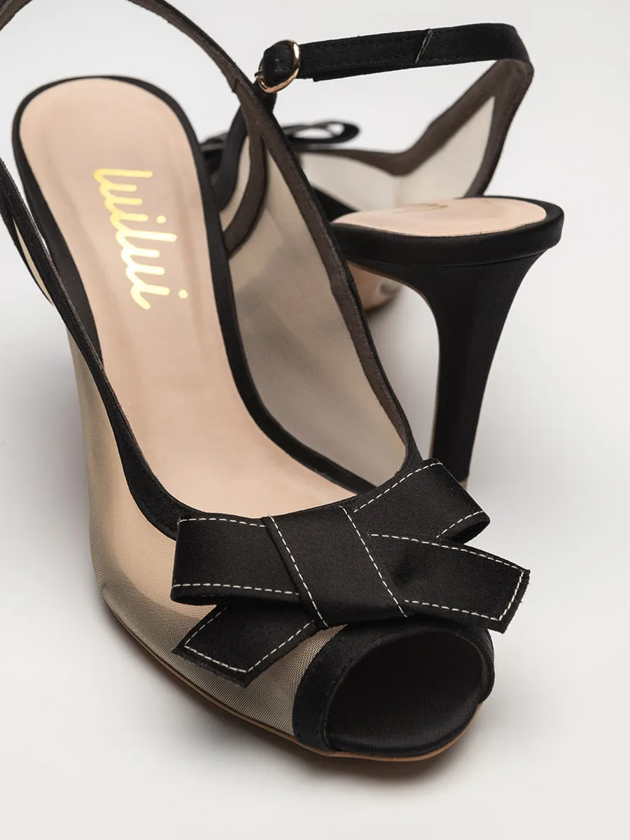 AUDREY bow slingback peeptoe heels