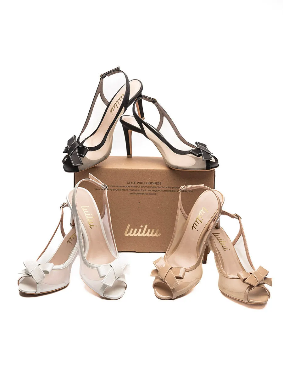 AUDREY bow slingback peeptoe heels