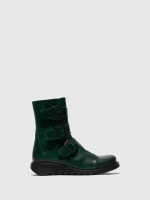 Buckle Ankle Boots SCOP110FLY SHAMROCK GREEN (BLACK SOLE)