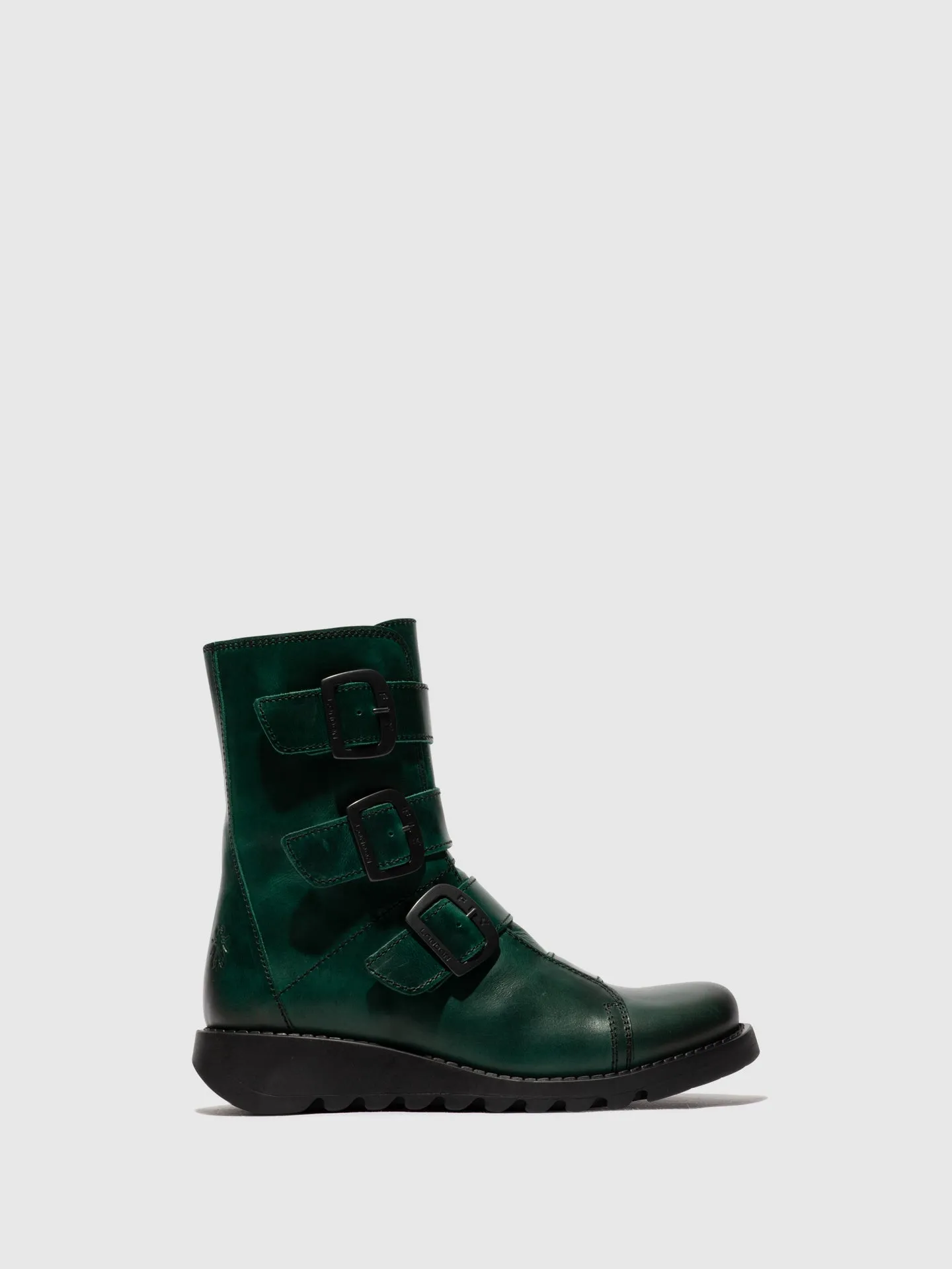 Buckle Ankle Boots SCOP110FLY SHAMROCK GREEN (BLACK SOLE)