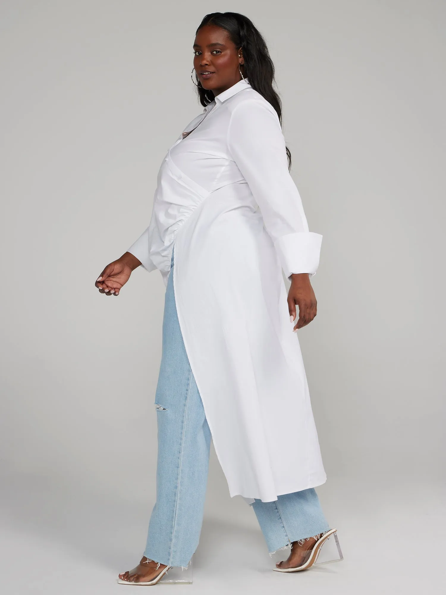 Fashion To Figure - Asymmetrical Button-Down Maxi Length Shirt