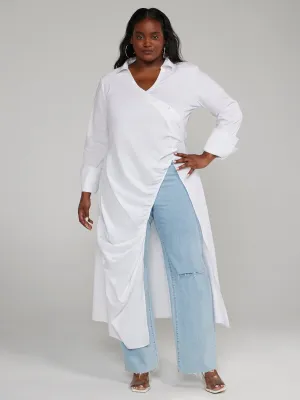 Fashion To Figure - Asymmetrical Button-Down Maxi Length Shirt