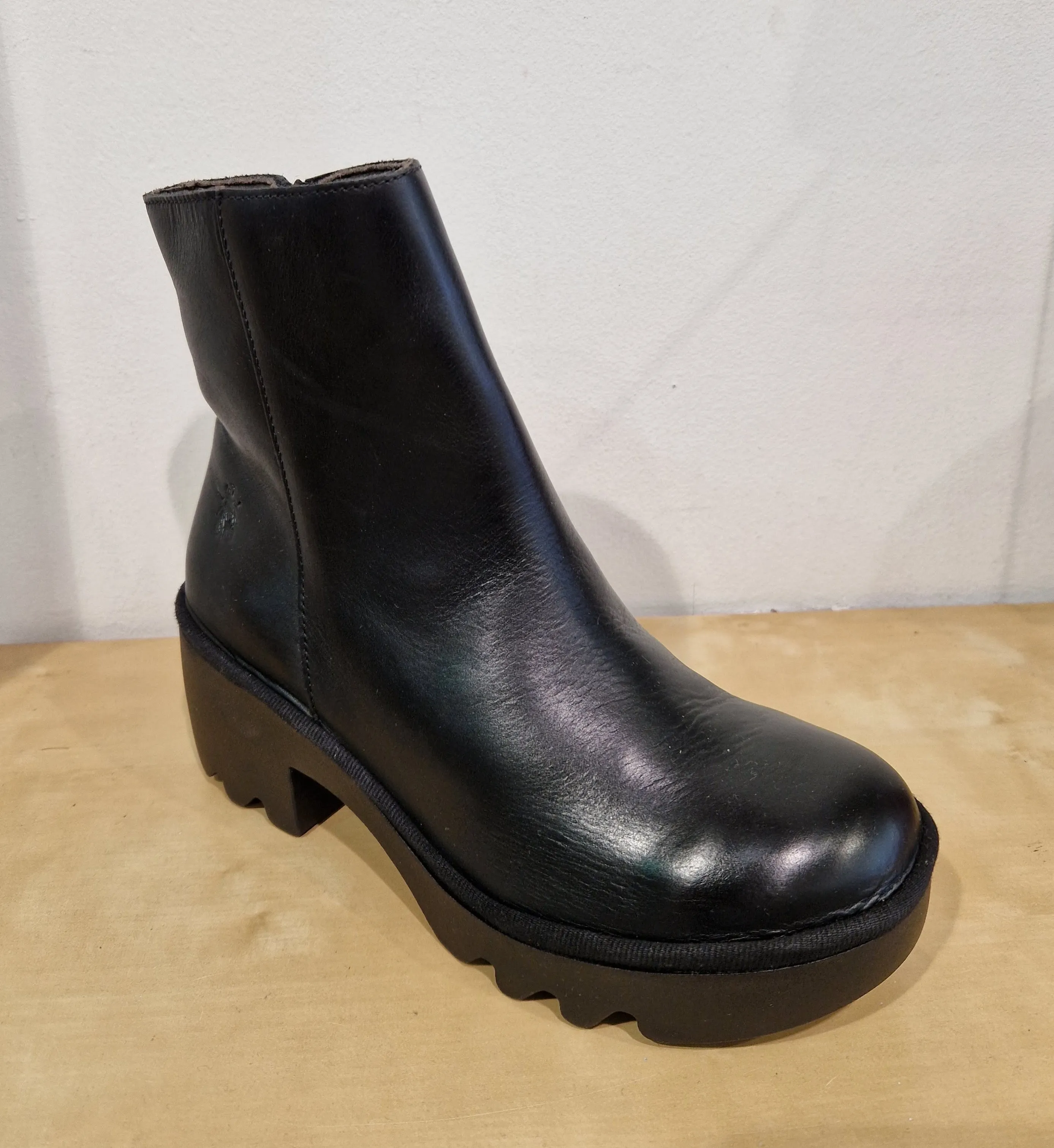 Fly London Toor  Chunky Sole Zip Ankle Boot  BLACK