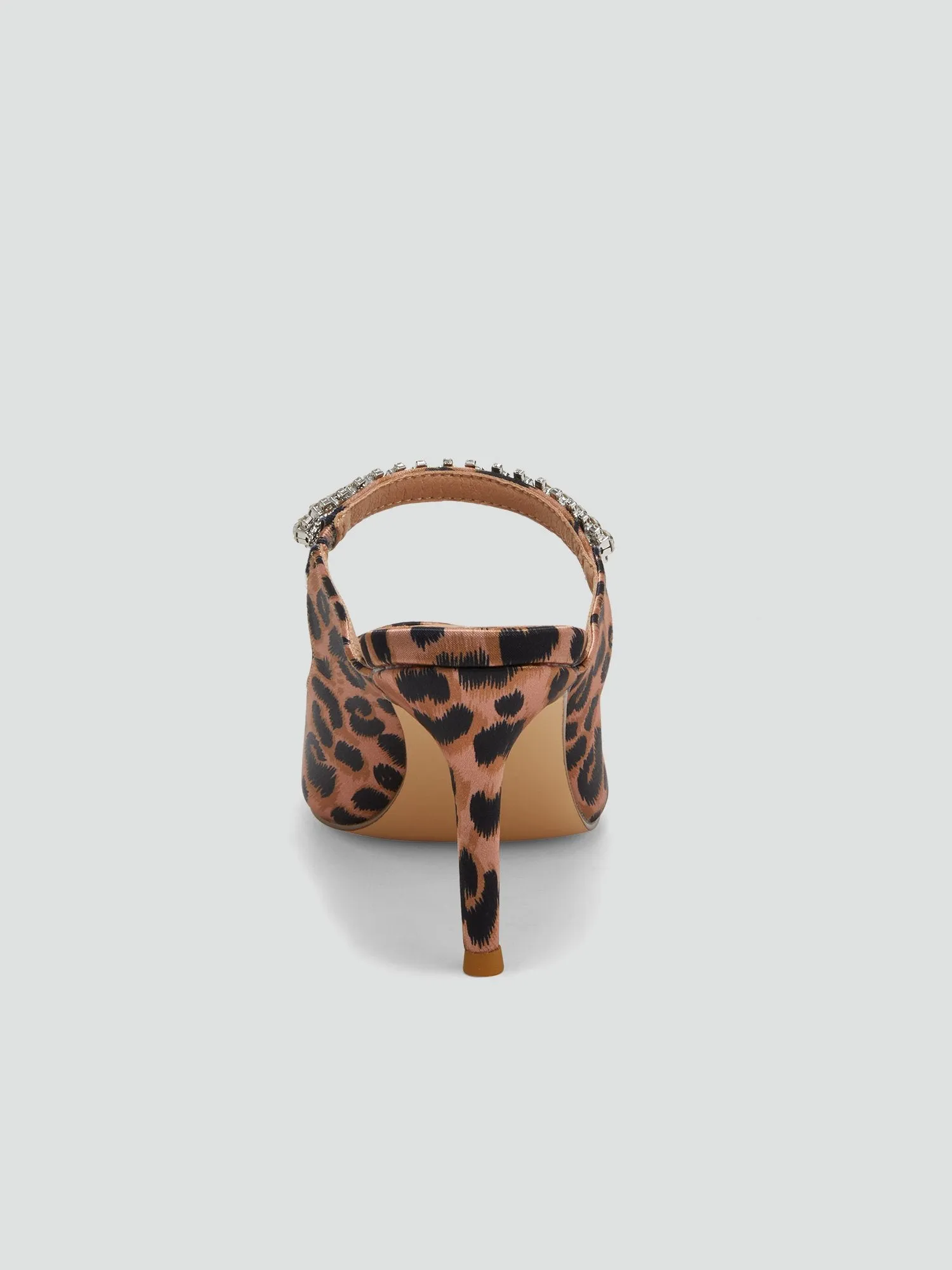 Giovanna Leopard Print Rhinestone Strap Heels