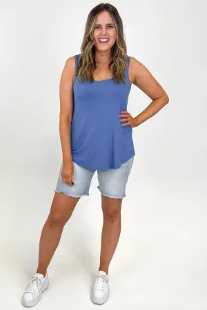 Go Girl Bamboo Basic Loose Fit Tank French Blue
