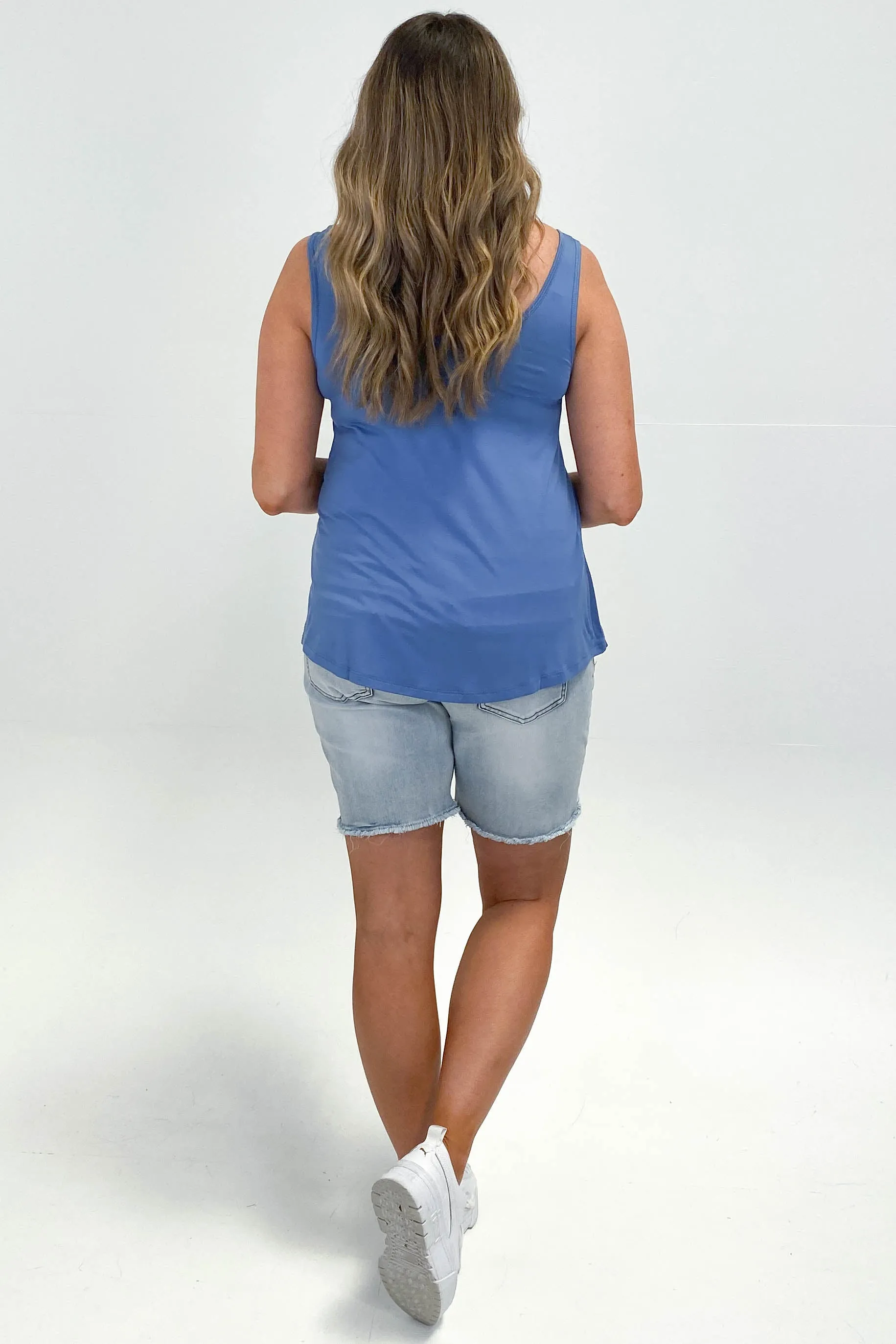 Go Girl Bamboo Basic Loose Fit Tank French Blue