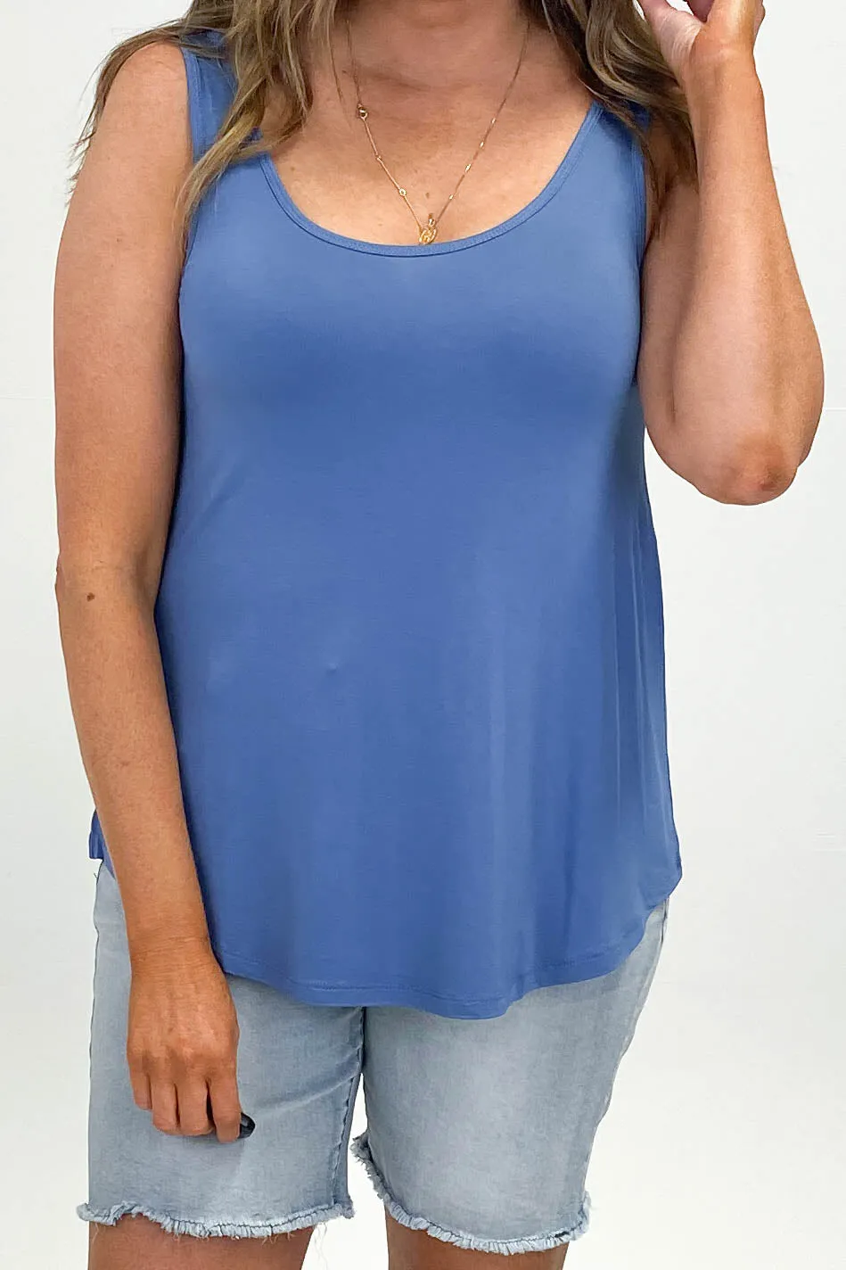 Go Girl Bamboo Basic Loose Fit Tank French Blue
