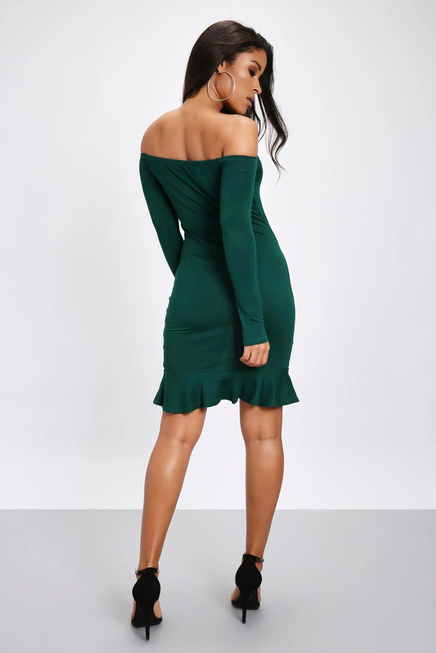 Green Bandeau Frill Dress