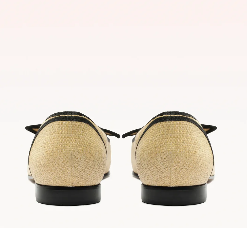 GROSGRAIN RAFFIA LOAFER NATURAL BLACK