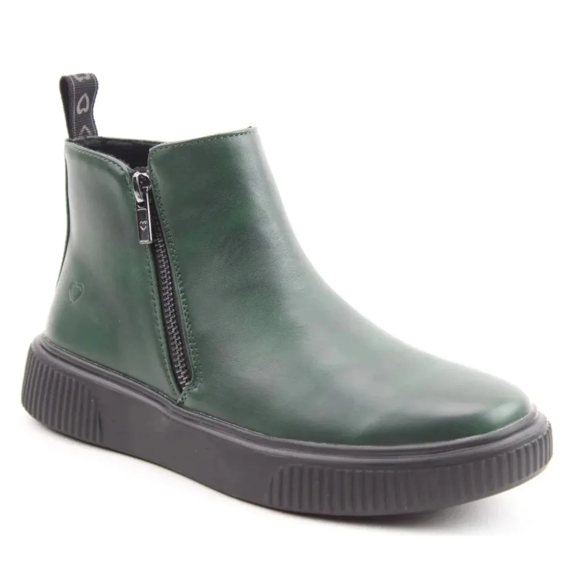 Heavenly Feet Senta FOREST Green Twin Zip Ankle Boot