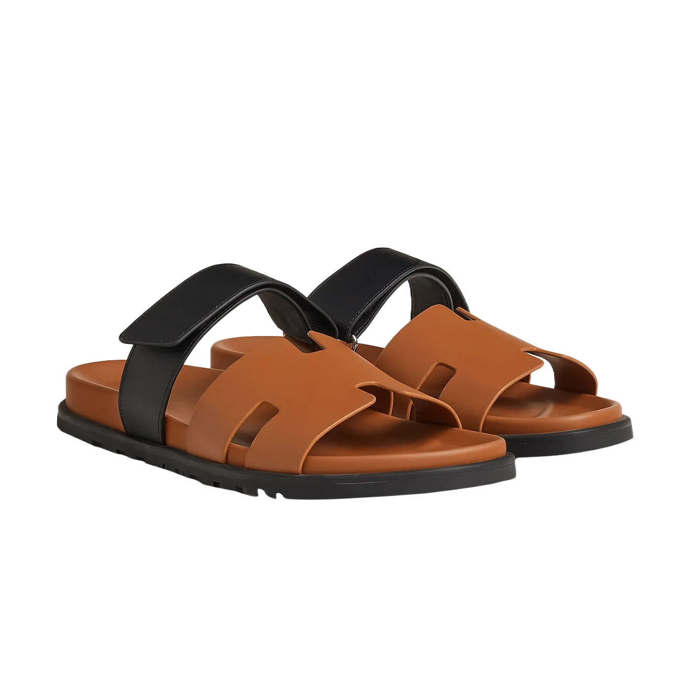 Hermes Chypre Sandals "Brown & Black Belt"