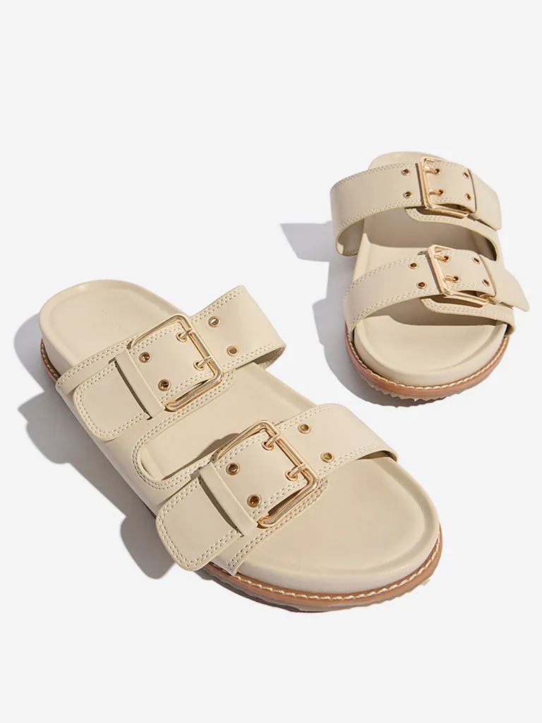 LUNA BLU Ivory Slip-On Comfort Sandals