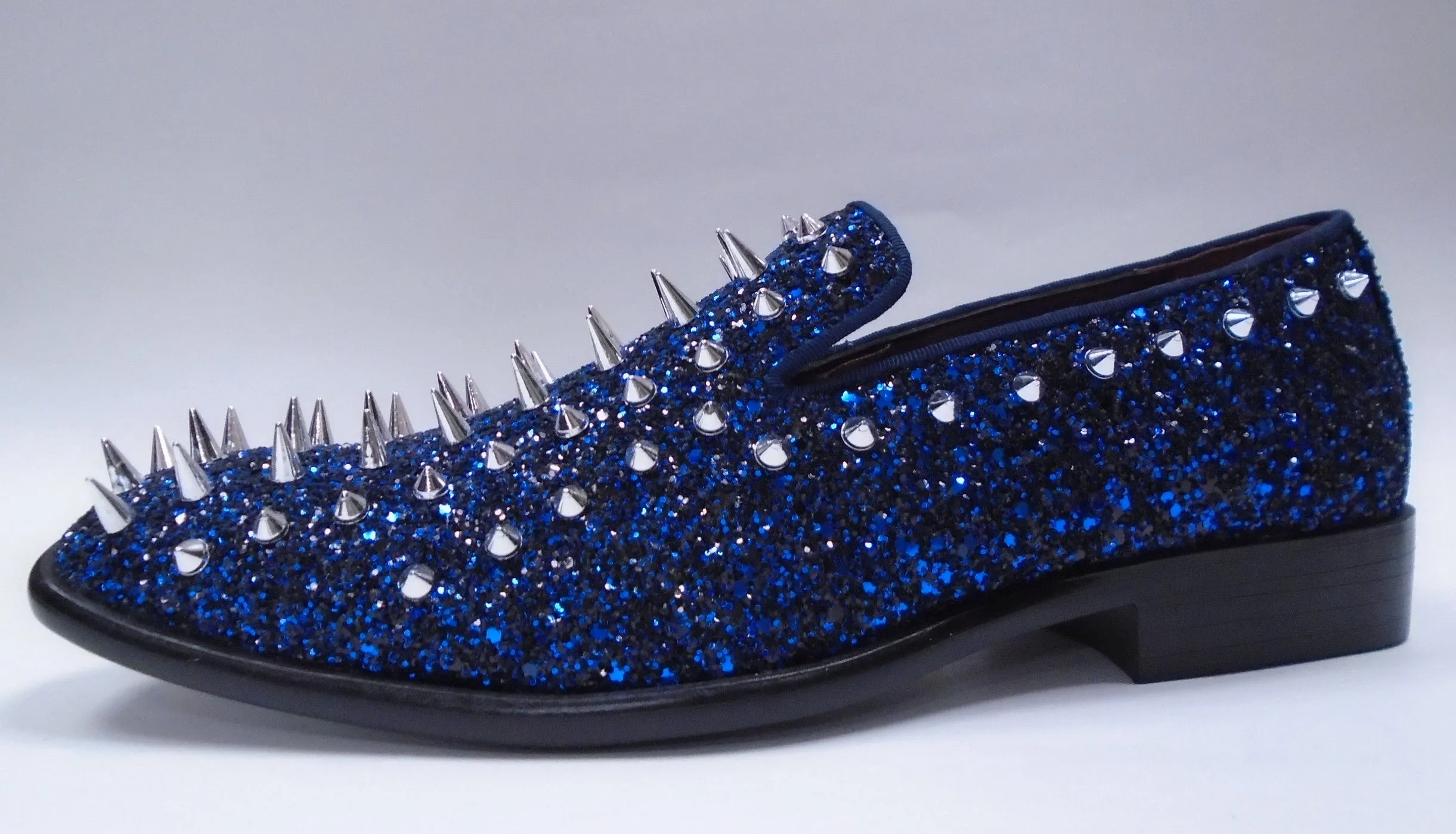 Mens Royal Blue Multi Glitter Ultra Spike Dress Loafers Shoes After Midnight 6788 S