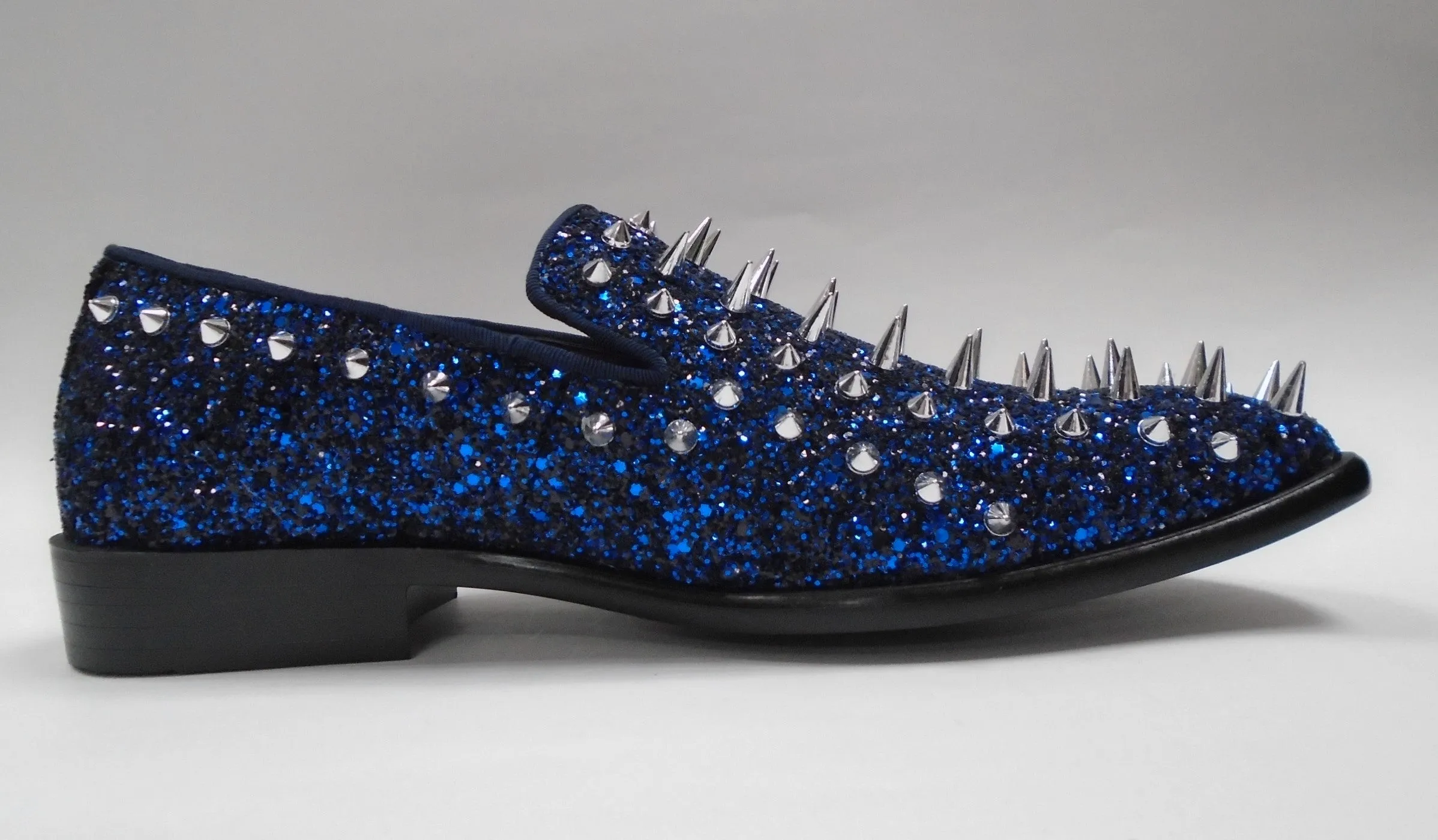 Mens Royal Blue Multi Glitter Ultra Spike Dress Loafers Shoes After Midnight 6788 S