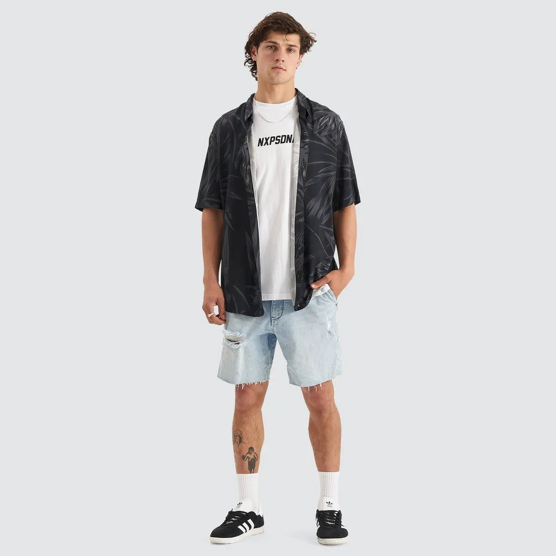NENA AND PASADENA Selector Relaxed Short Sleeve Shirt - Black Print