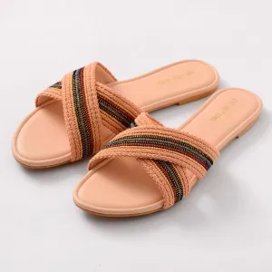 Peach criss cross flats