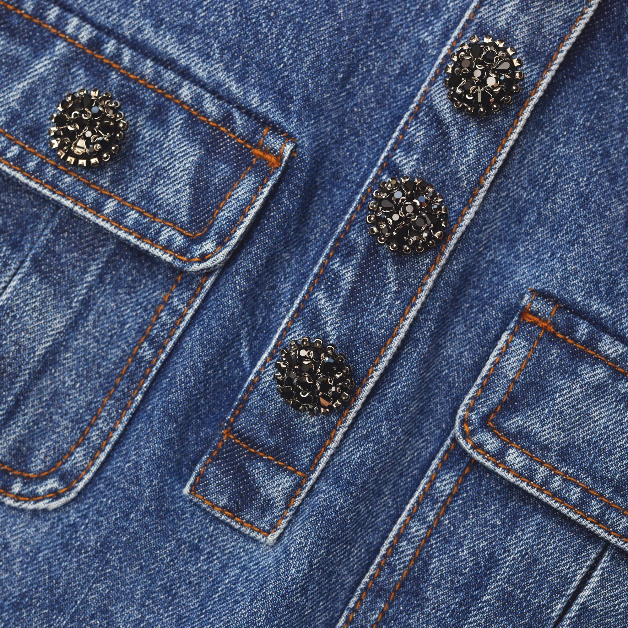 Pleated Denim Mini Dress