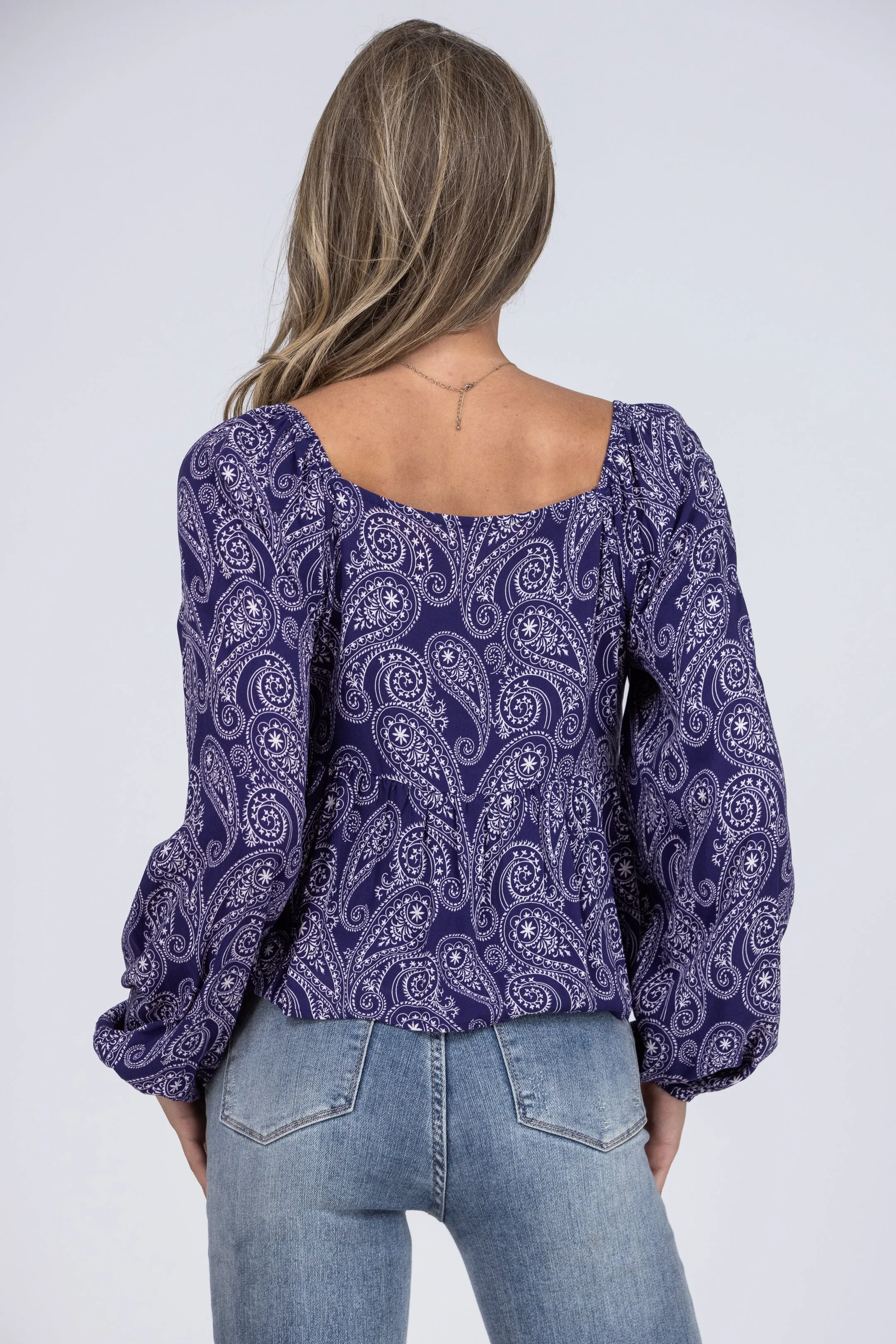 Pop of Paisley Crop Long Sleeve Top * Final Sale*
