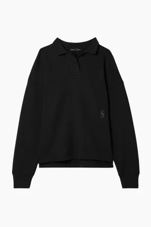 Proenza Schouler Brooks Jersey Polo Sweatshirt - Black