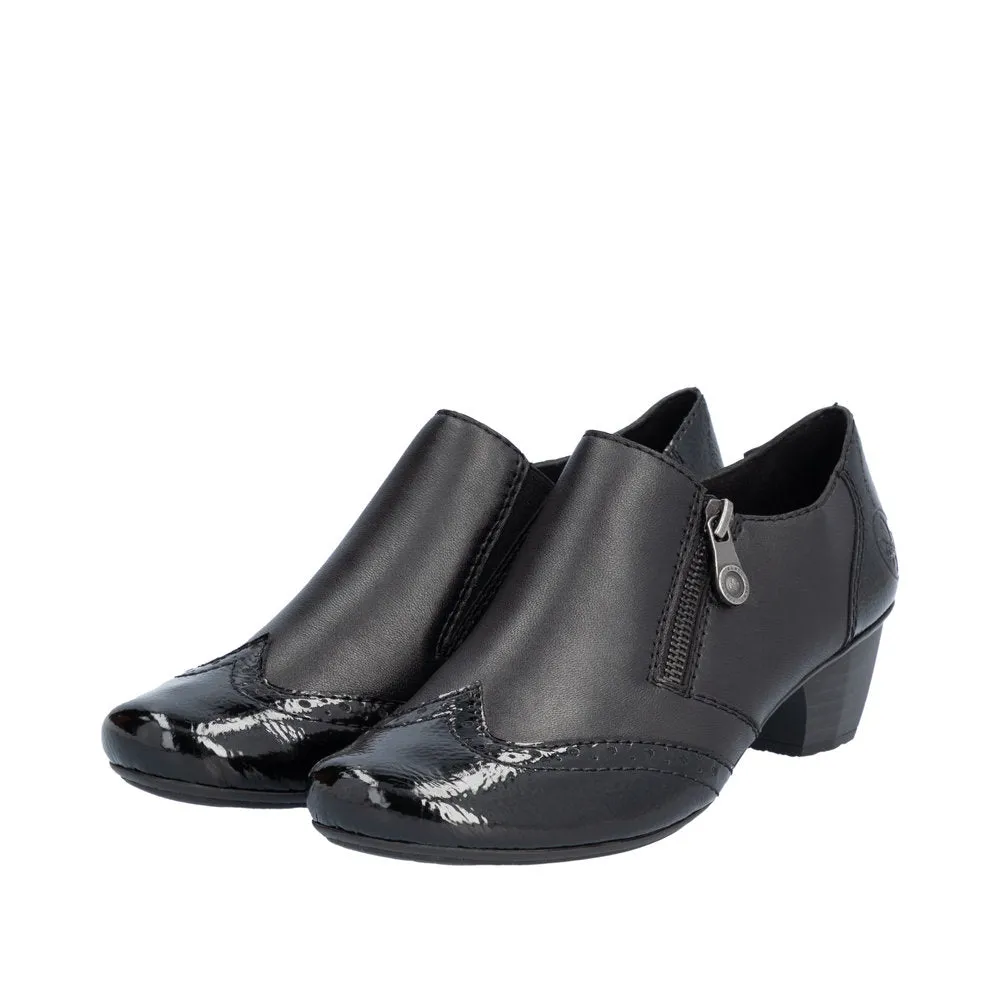Rieker 41757-00 Ladies Black Leather Side Zip Shoe Boots