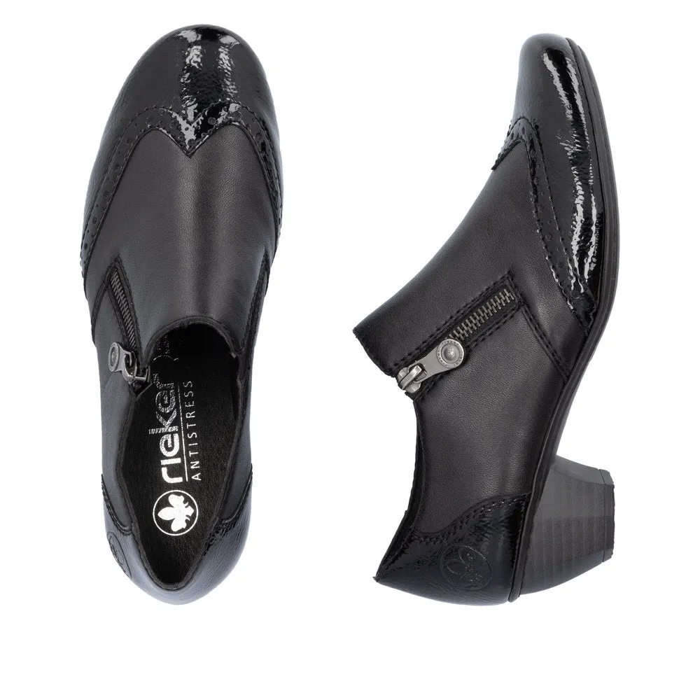 Rieker 41757-00 Ladies Black Leather Side Zip Shoe Boots