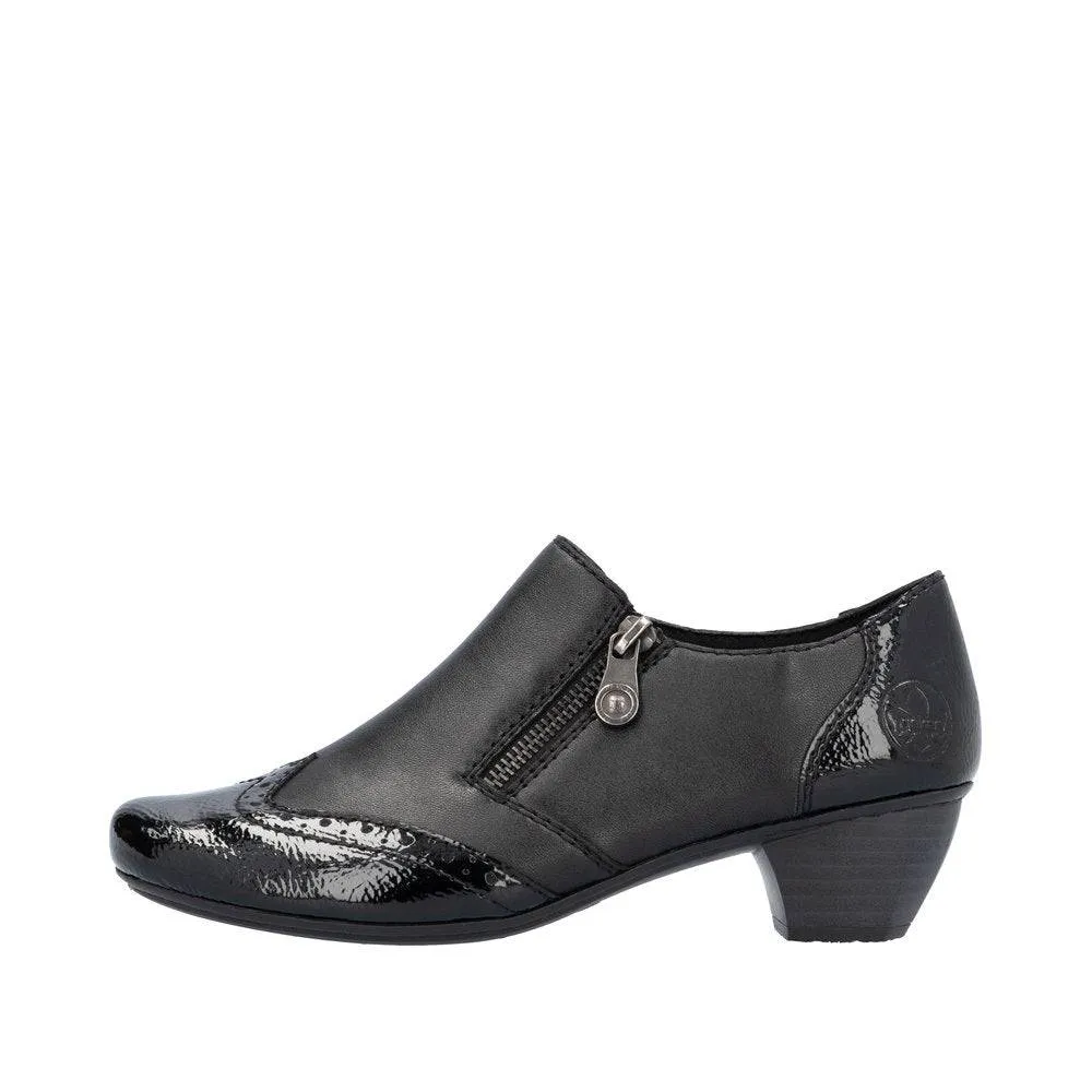 Rieker 41757-00 Ladies Black Leather Side Zip Shoe Boots