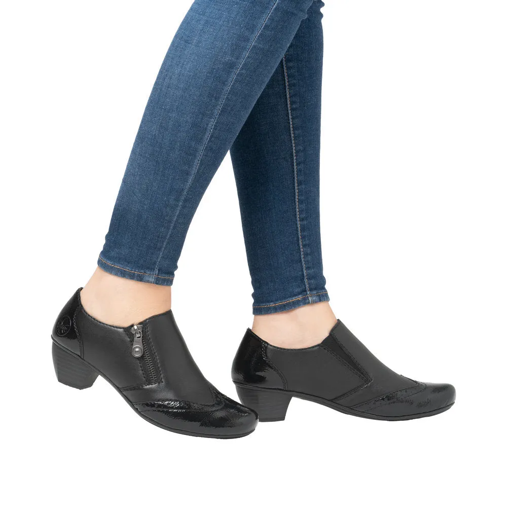 Rieker 41757-00 Ladies Black Leather Side Zip Shoe Boots