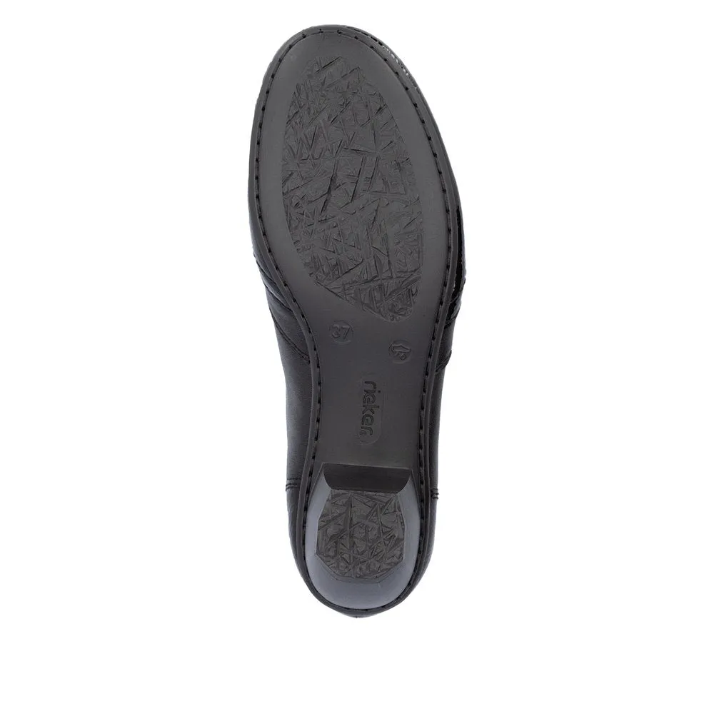 Rieker 41757-00 Ladies Black Leather Side Zip Shoe Boots