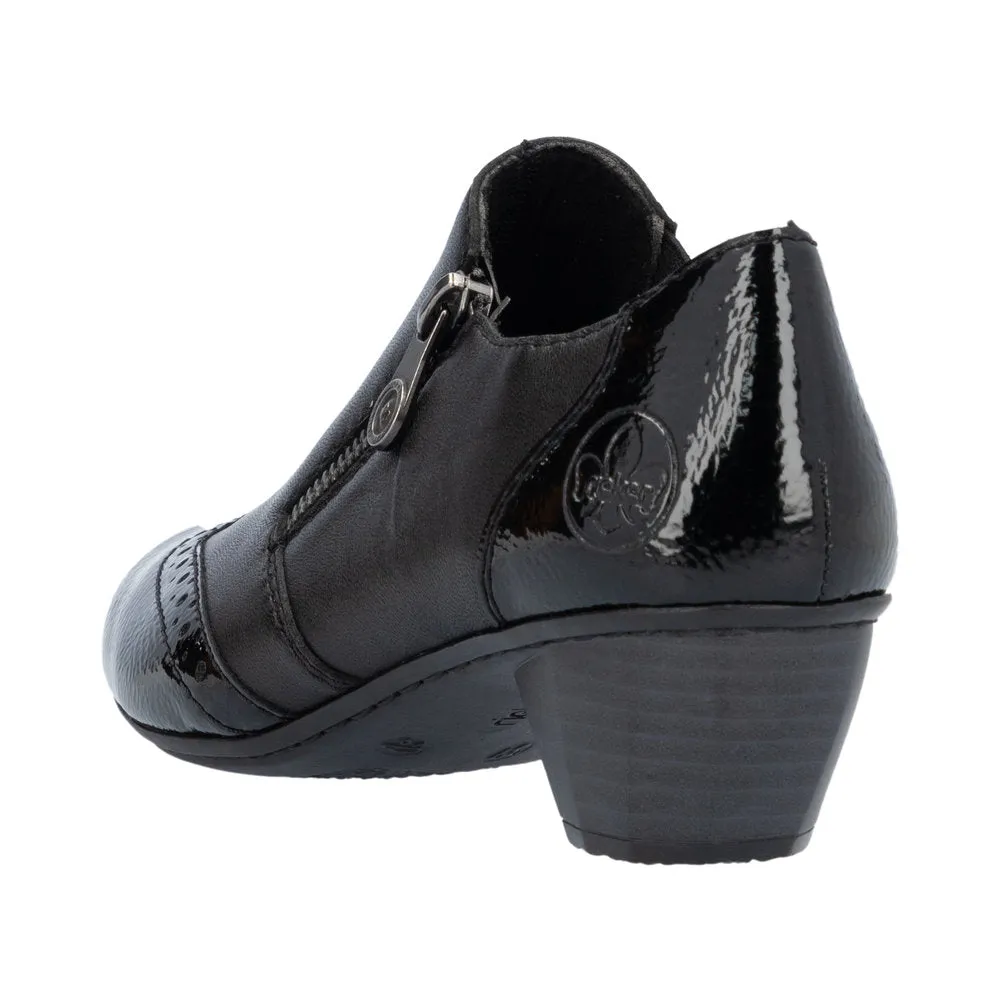 Rieker 41757-00 Ladies Black Leather Side Zip Shoe Boots