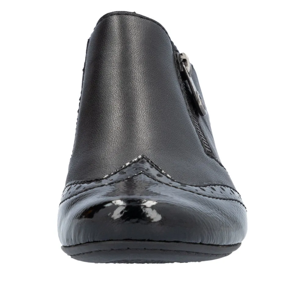 Rieker 41757-00 Ladies Black Leather Side Zip Shoe Boots