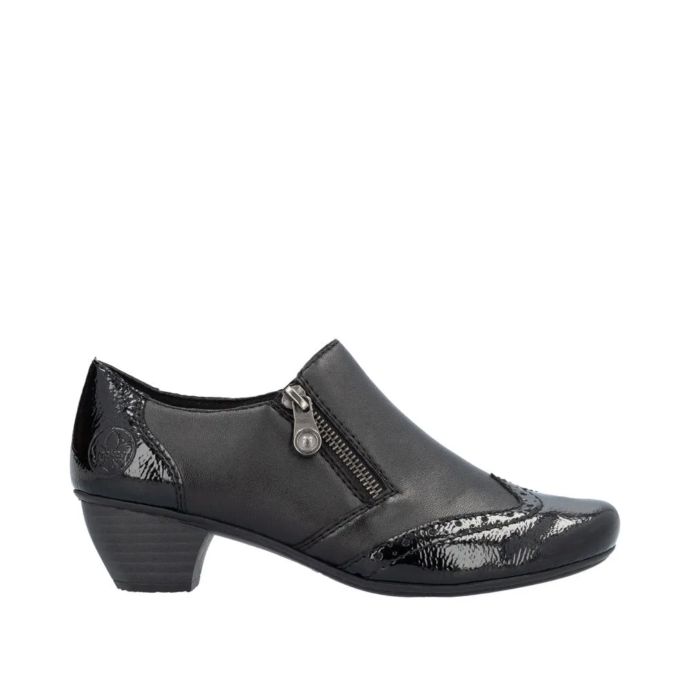 Rieker 41757-00 Ladies Black Leather Side Zip Shoe Boots
