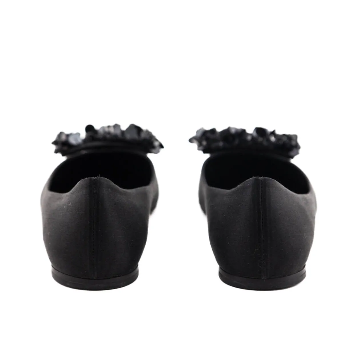 Roger Vivier Black Satin Embellished Ballet Flats Size US 5 | EU 35
