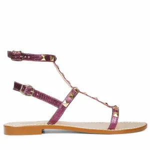 Saint Miriam Purple Leather Flat Sandals