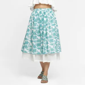 Sanganeri Block Print Cotton Layered Maxi Skirt