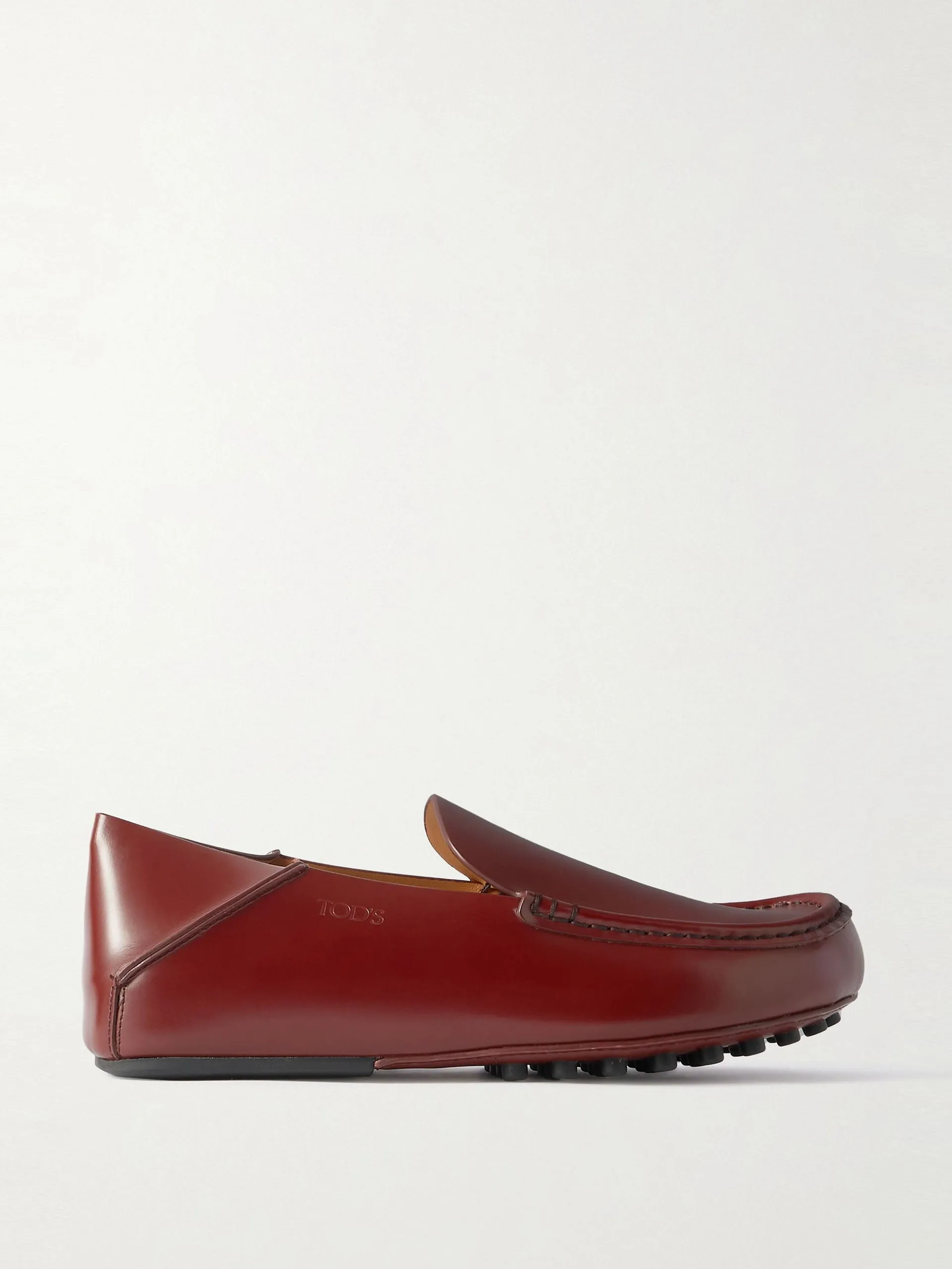Slipper collapsible-heel glossed-leather loafers
