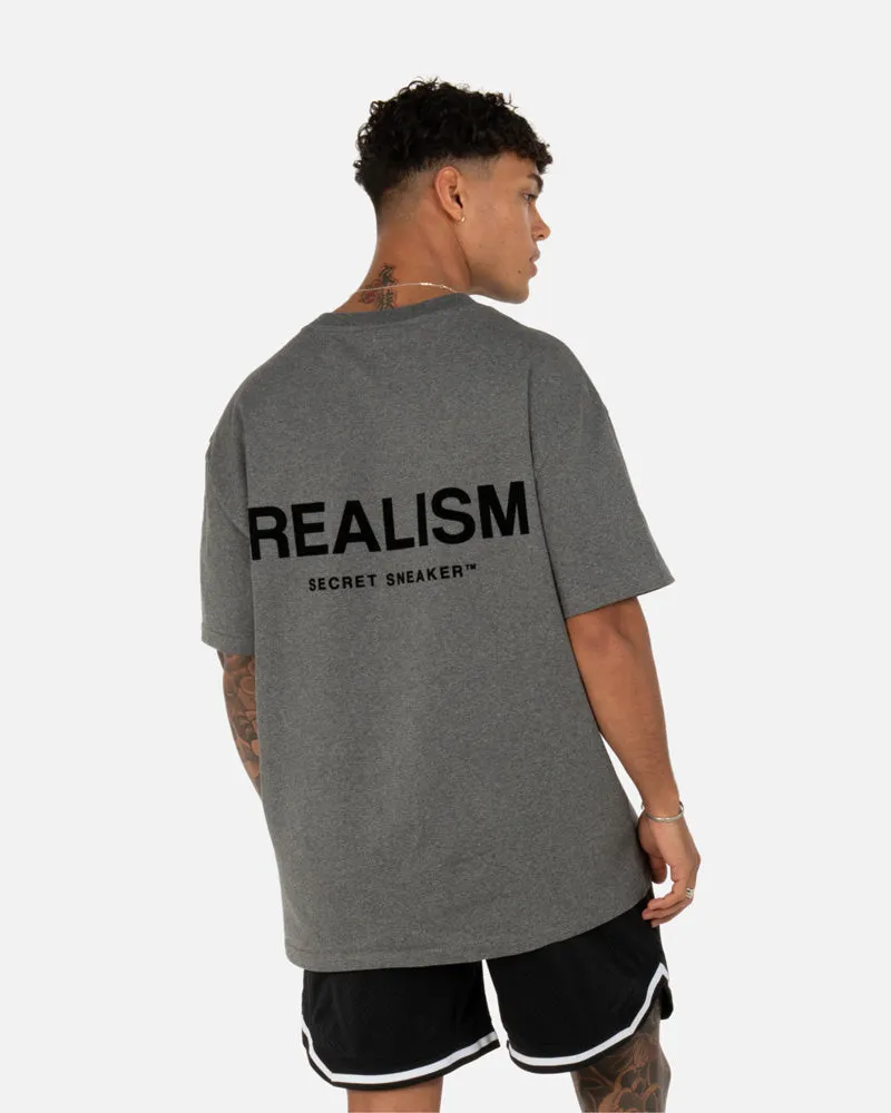SSS REALISM BACK LOGO TEE DARK HEATHER