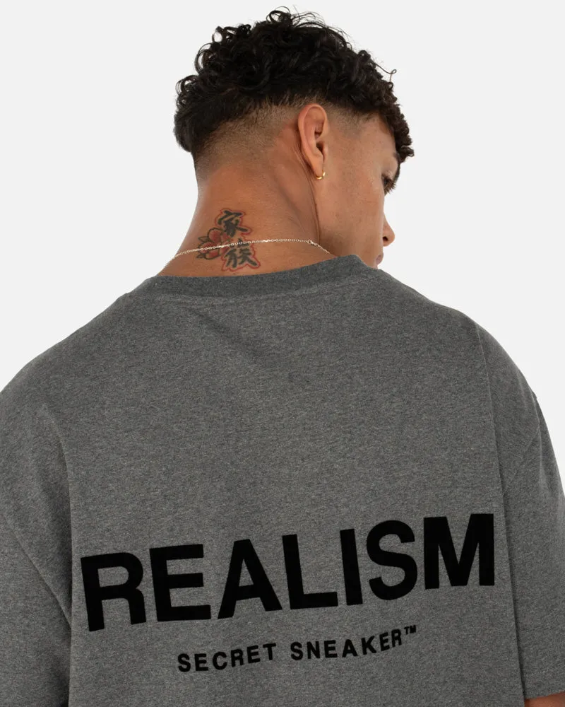 SSS REALISM BACK LOGO TEE DARK HEATHER