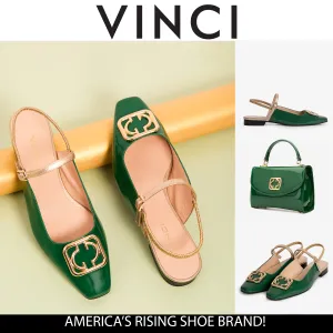 The Rosalinda Green Patent Leather Women Flat Slingback Shoe