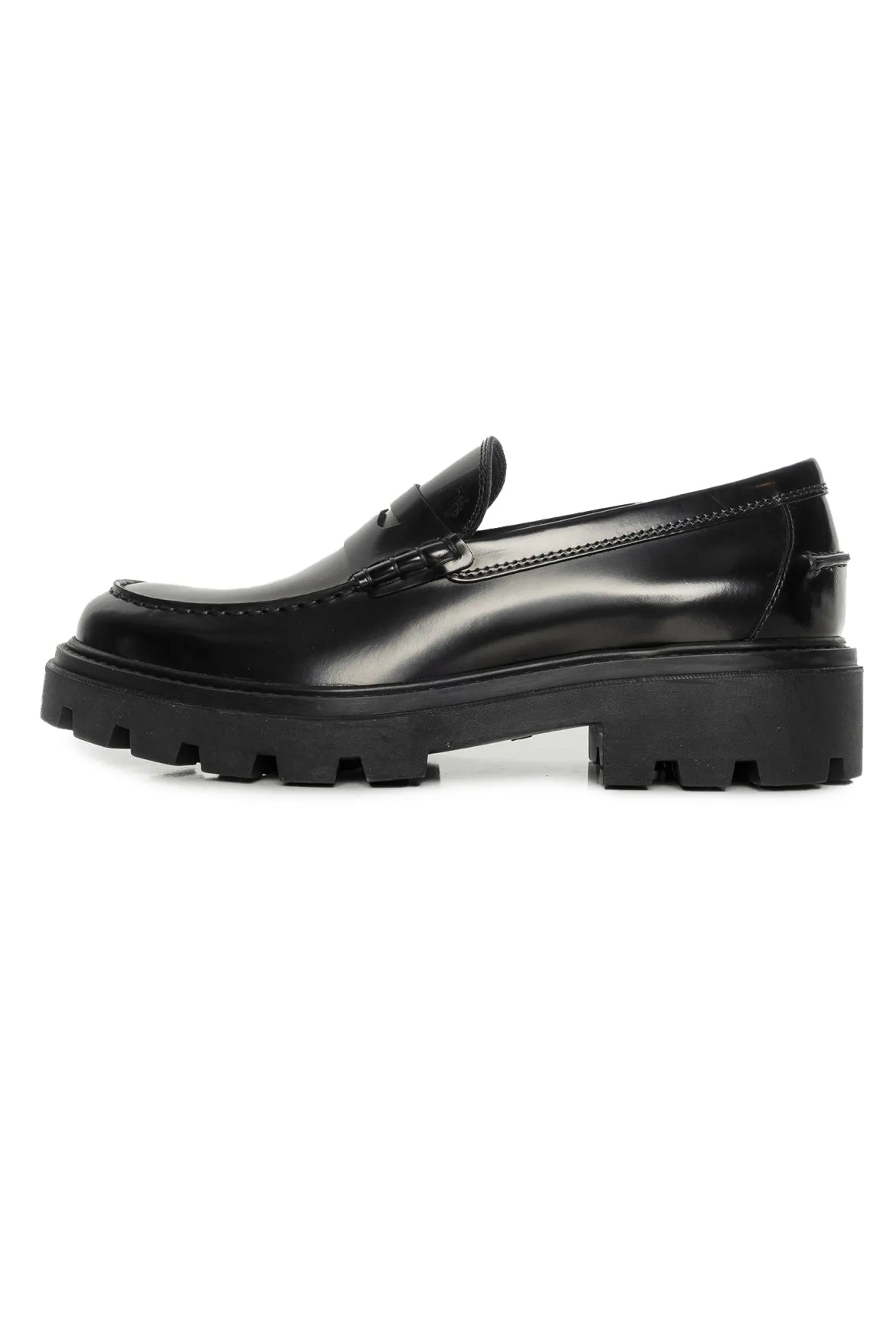 Tod's Men's Size 6 Mocassino Gomma Pesante Glossed Leather Loafers